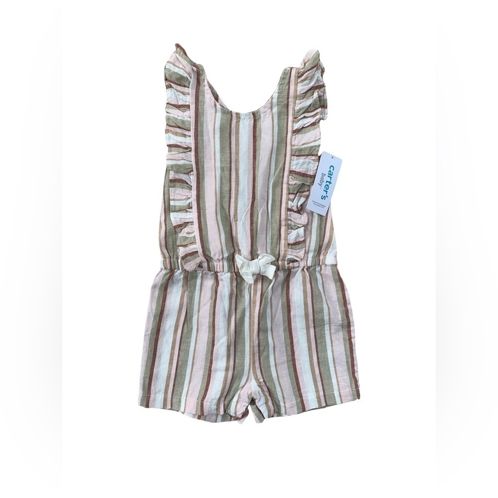 Carter's NWT Size 24 Months Linen Blend Striped Ruffle Romper